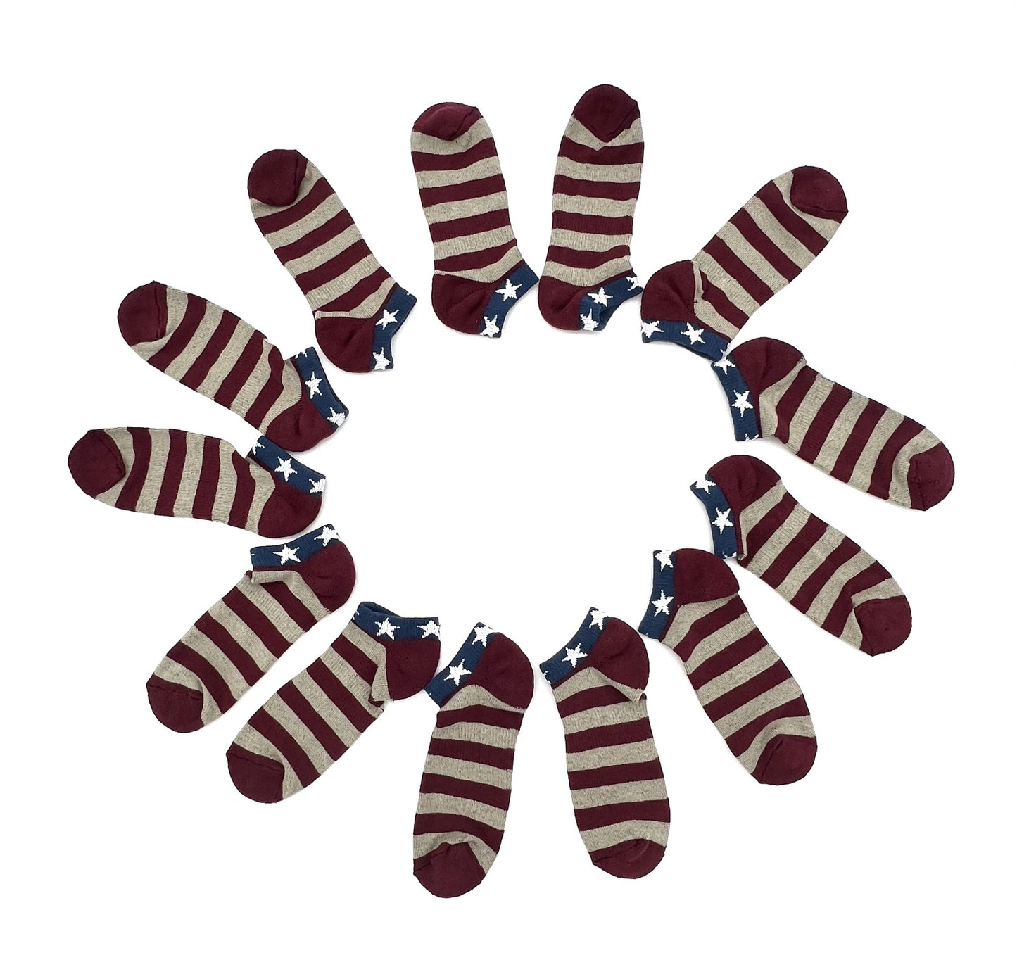 USA Flag No-Show (6 Pairs) ~$4.25 Per Pair