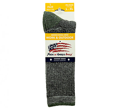 Merino Wool Crew - Gray / Bean Olive - (1 Pair)