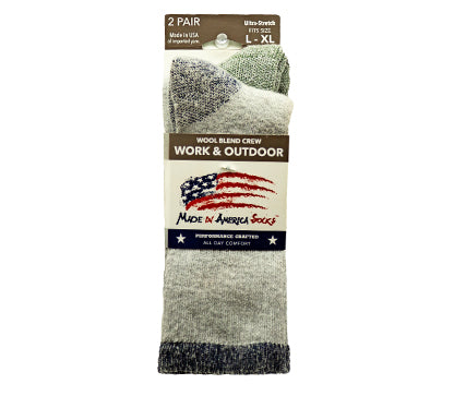 Wool Blend Crew — Gray / Navy / Bean Olive - (1 Pair)