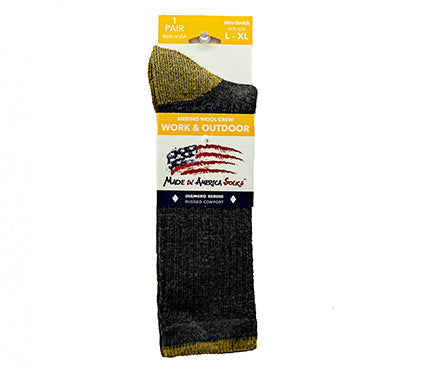 Merino Wool Crew - Charcoal / Brass - (1 Pair)