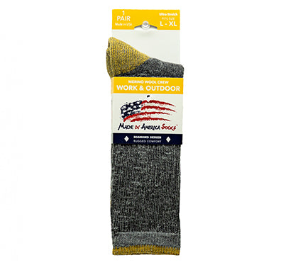 Merino Wool Crew - Gray / Brass - (1 Pair)