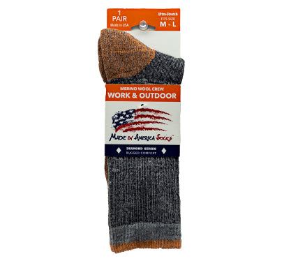 Merino Wool Crew - Gray / Beachfire - (1 Pair)