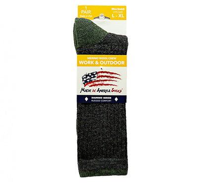 Merino Wool Crew - Charcoal / Bean Olive - (1 Pair)