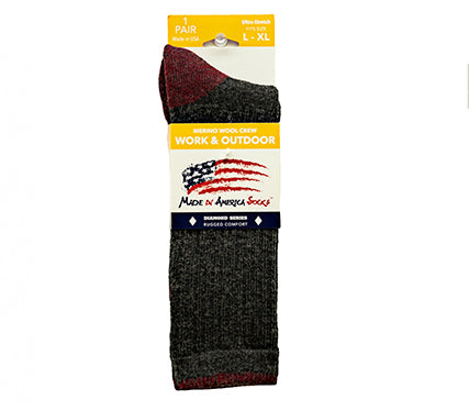 Merino Wool Crew - Charcoal / Cardinal - (1 Pair)