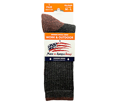 Merino Wool Crew - Charcoal / Marsala - (1 Pair)