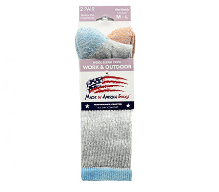 Wool Blend Crew — Gray / Colombia Blue / Beachfire - Sock Size M/L - Shoe Size - 4 to 11