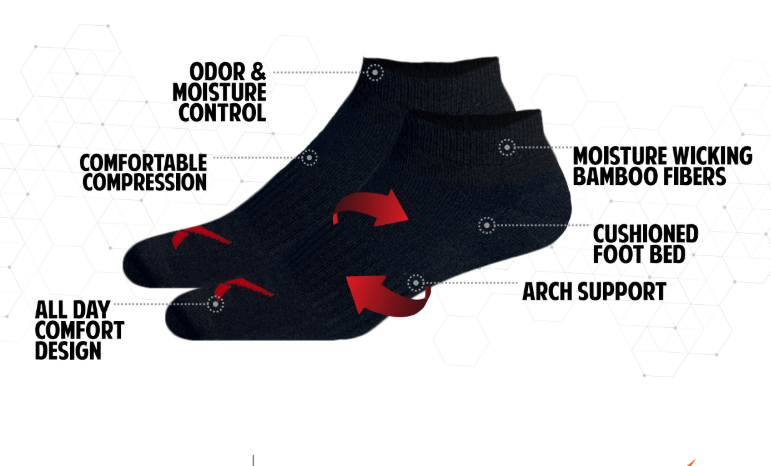 Bamboo Compression Low Cut Sock (3 pair) ~$4.25 Per Pair