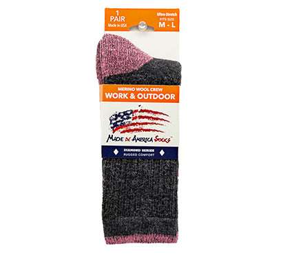Merino Wool Crew - Charcoal / Bobby Pink - (1 Pair)