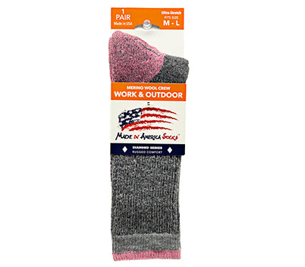 Merino Wool Crew - Gray / Bobby Pink - (1 Pair)