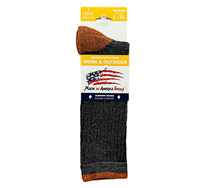 Merino Wool Crew - Charcoal / Rust - (1 Pair)