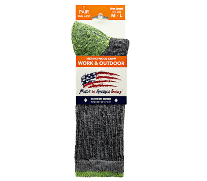 Merino Wool Crew — Gray / Safety Yellow - (1 Pair)