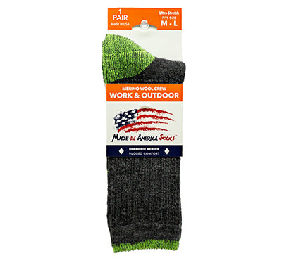 Merino Wool Crew - Charcoal / Safety Yellow - (1 Pair)