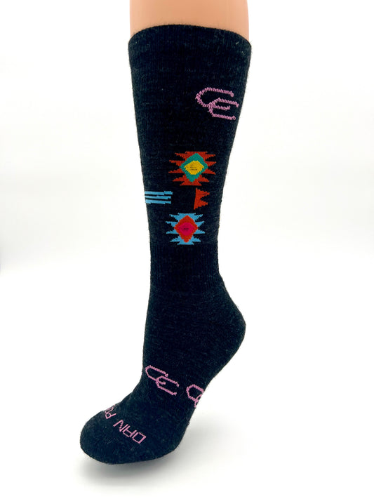 Lightweight Merino Wool Native Pattern Cowgirl Boot Sock (1 Pair)