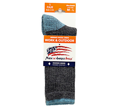 Merino Wool Crew - Charcoal / Colombia Blue - (1 Pair)