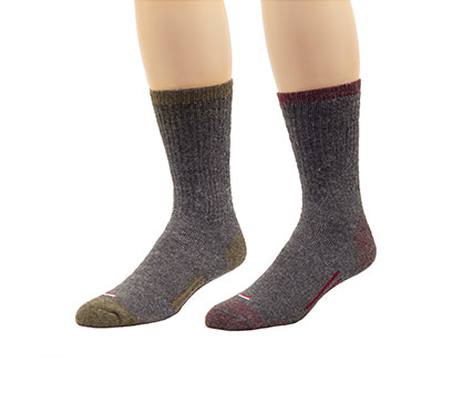 Wool Blend Crew — Charcoal / Cardinal / Coyote Brown - Sock Size L/XL - Shoe Size - 6 to 14