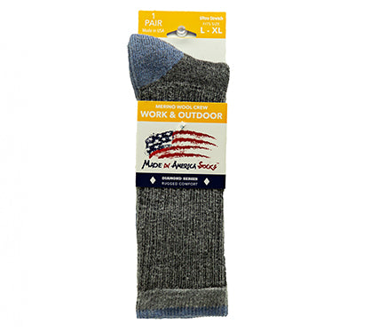 Merino Wool Crew - Gray / Denim -  (1 Pair)